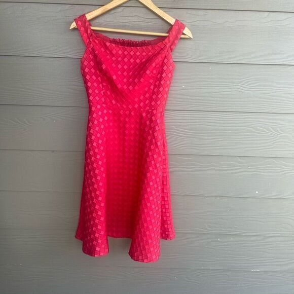 Anthropologie Red Midi Dress with Silver Accents - Picture 2 of 6